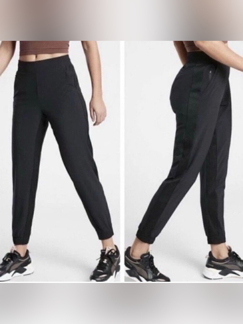 ATHLETA Textured Brooklyn Jogger Pants Black Size 2 casual travel athletic